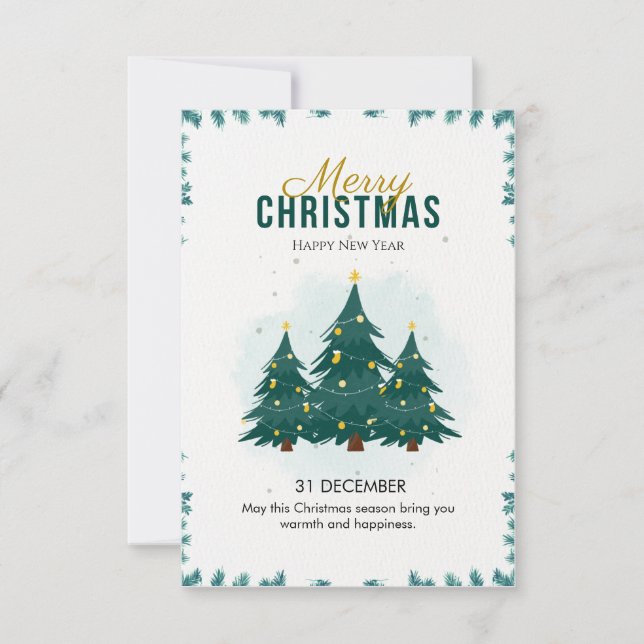 Green Modern Merry Christmas Invitation (Front)