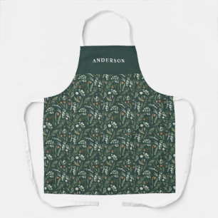 Green modern minimal botanical elegant personalise apron