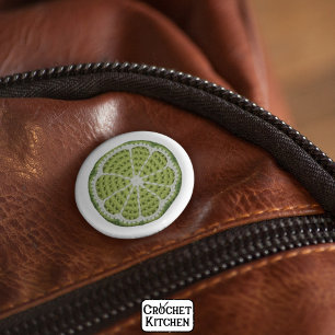 Green Modern Minimal Fresh Crochet Lime Slice 6 Cm Round Badge