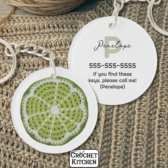 Green Modern Minimal Fresh Crochet Lime Slice Key Ring (Creator Uploaded)