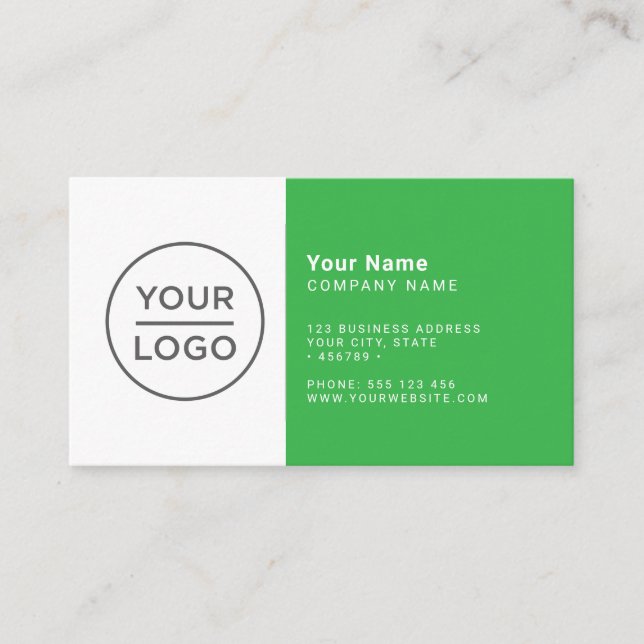 Green modern minimalist any colour business card (Front)