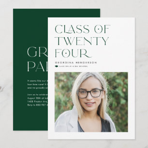 Green Modern Minimalist Class of 2022 Graduation Invitation
