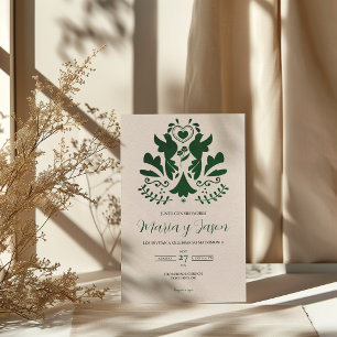 Green Modern Minimalist Elegant Spanish Wedding Invitation