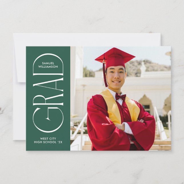 Green Modern Minimalist Graduation Announcement (Front)
