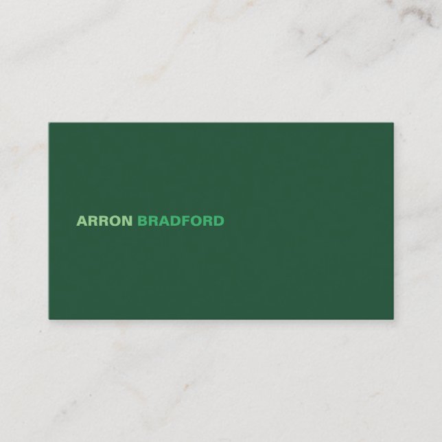 Green Modern Minimalist Professional Business Card (Front)