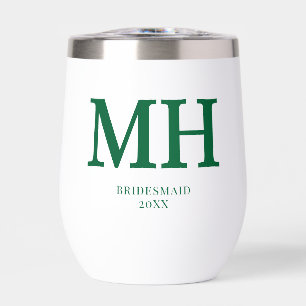 Green Modern Monogram Chic Bridal Party Bridesmaid