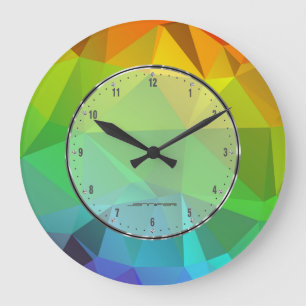 Green Modern Mosaic Geometric Pattern Large Clock