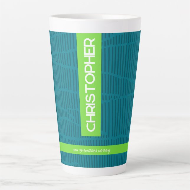 Green Modern Personalised Name Latte Mug (Front)