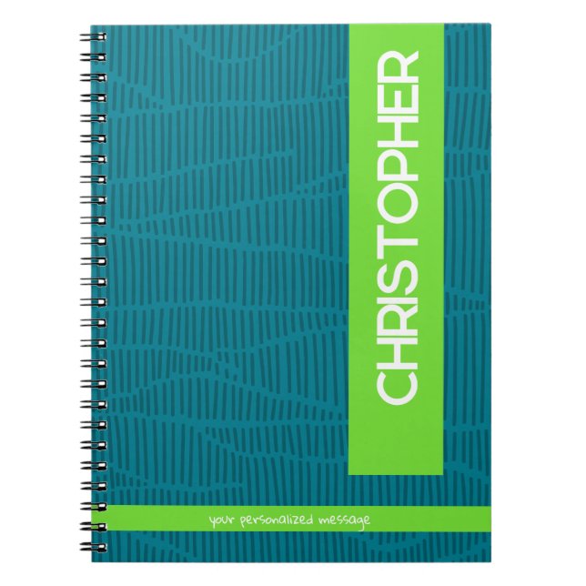 Green Modern Personalised Name Notebook (Front)