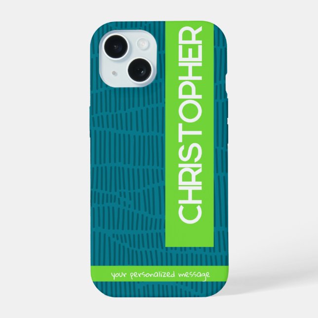 Green Modern Personalised Name Phone Case (Back)