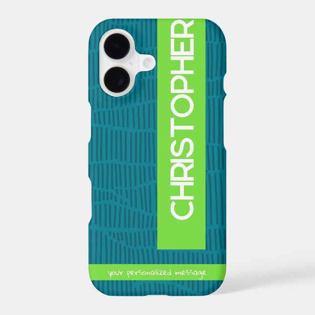 Green Modern Personalised Name Phone Case (Back)