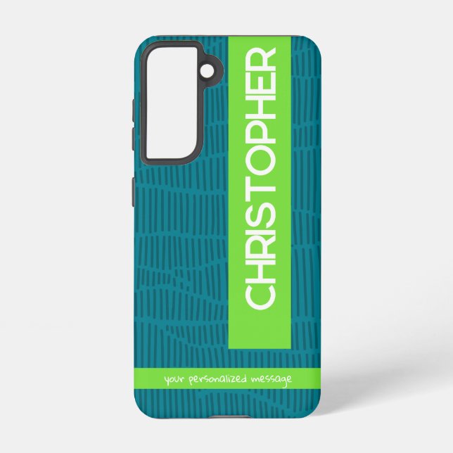 Green Modern Personalised Name Phone Case (Back)