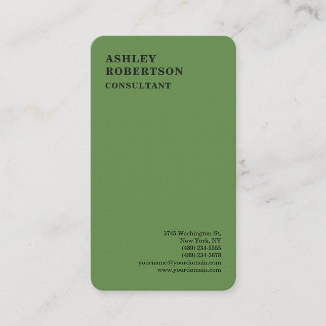 Green Modern Professional Stylish Trend Minimalist Business Card (Front)