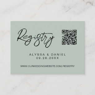 Green Modern QR code wedding registry custom Enclosure Card
