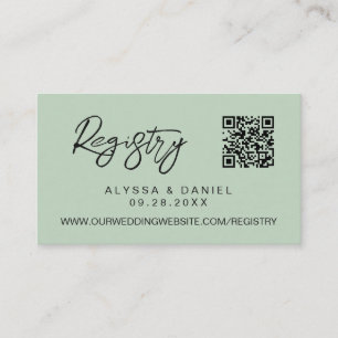 Green Modern QR code wedding registry custom Enclosure Card