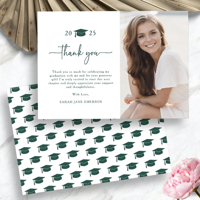 Green Modern Simple Graduate Thank You Card (Green Modern Simple Graduate Thank You Card by Painted Paperie
)