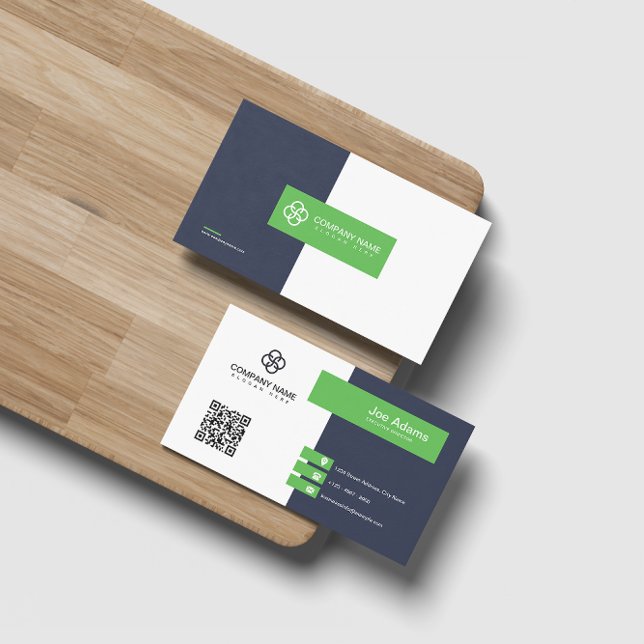 Green Modern Simple Professional QR code Scannable Business Card (Creator Uploaded)