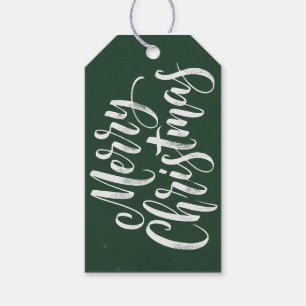 Green Modern Simple Script Merry Christmas Gift Tags