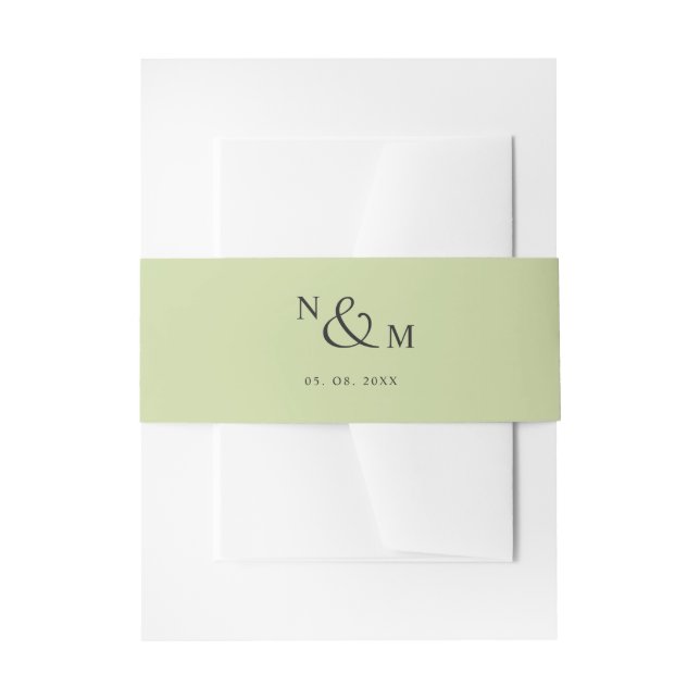 Green Modern Simple Wedding Invitation Belly Band (Front Example)