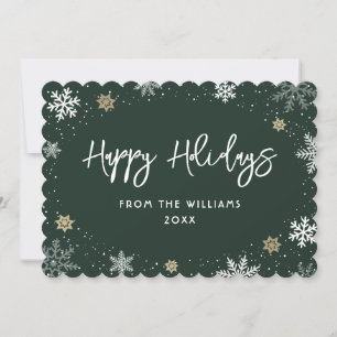 Green Modern Snowflake Holiday Card