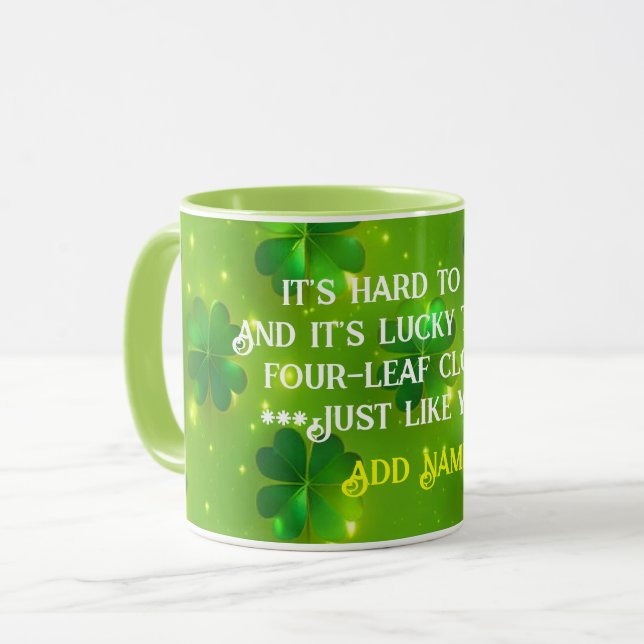 Green Modern St Patrick's Day Clover Collection Mug (Front Left)