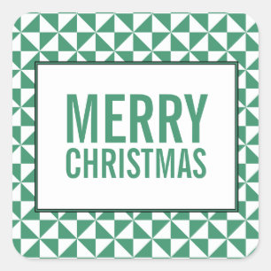 Green Modern Triangles Holiday Stickers