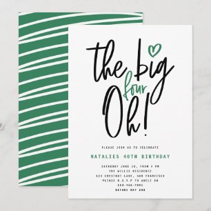 Green modern typography 40th birthday party