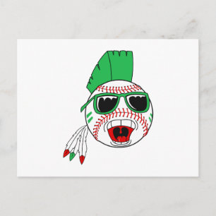 Green mohawk baseball postcard