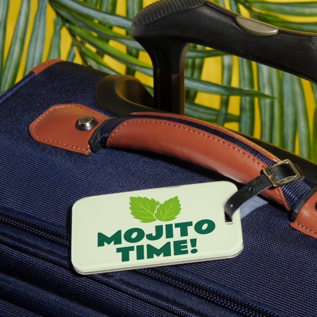Green Mojito lover luggage tag with custom quote (Front Insitu 3)