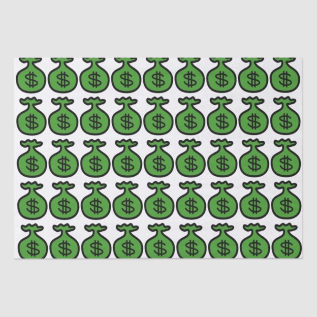 Green money bags pattern tissue paper (Front)