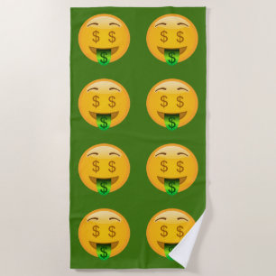 Green Money Emoji Bath/ Beach Towel