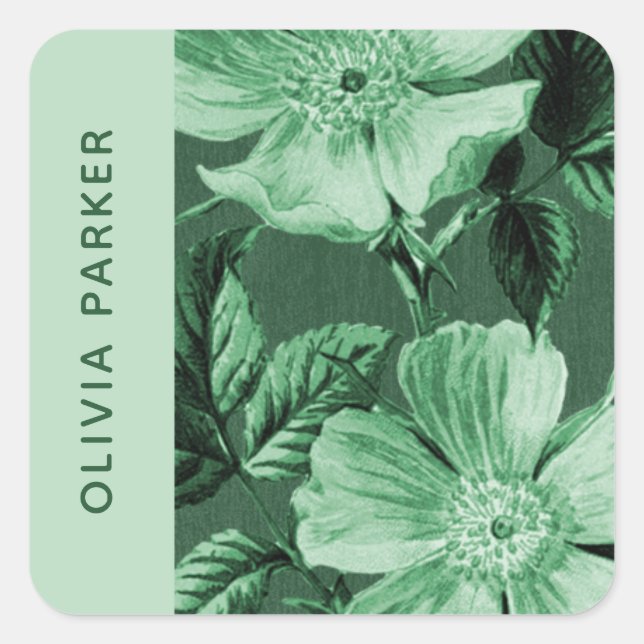 Green Monochromatic Blooms Floral Envelope Seal (Front)