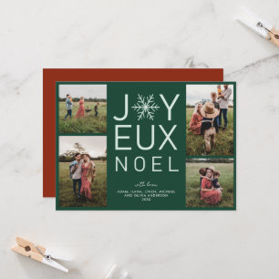 Green Monochrome Joyeux Noel Modern Holiday Card