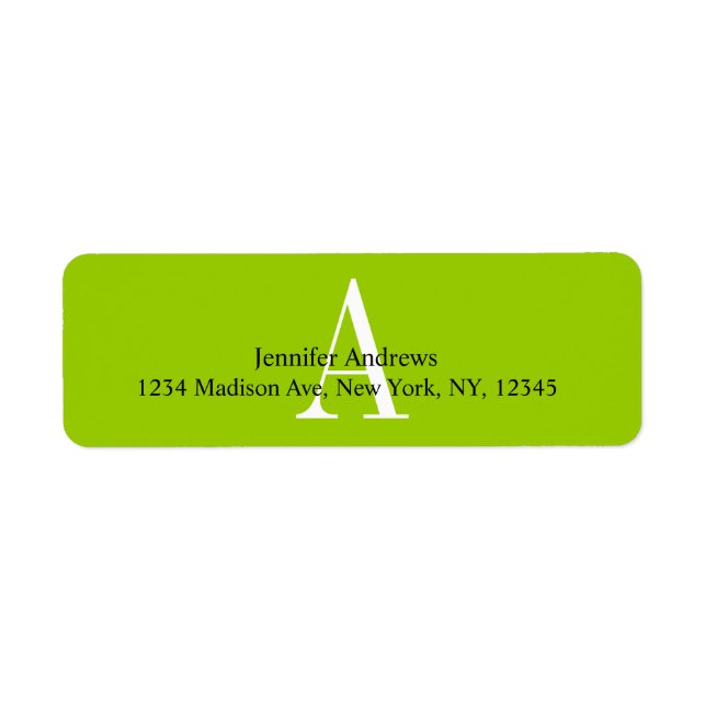Green Monogram A Return Address Labels (Front)