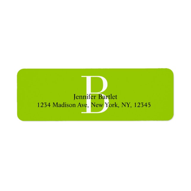 Green Monogram B Return Address Labels (Front)