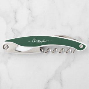 Green Monogram Beer Wine Corkscrew Bottle Opener