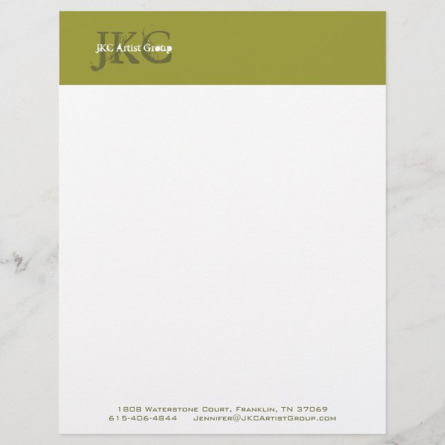 Green Monogram Business Logo Letterhead (Front)