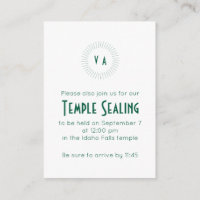Green Monogram Circle Temple Sealing Invitation