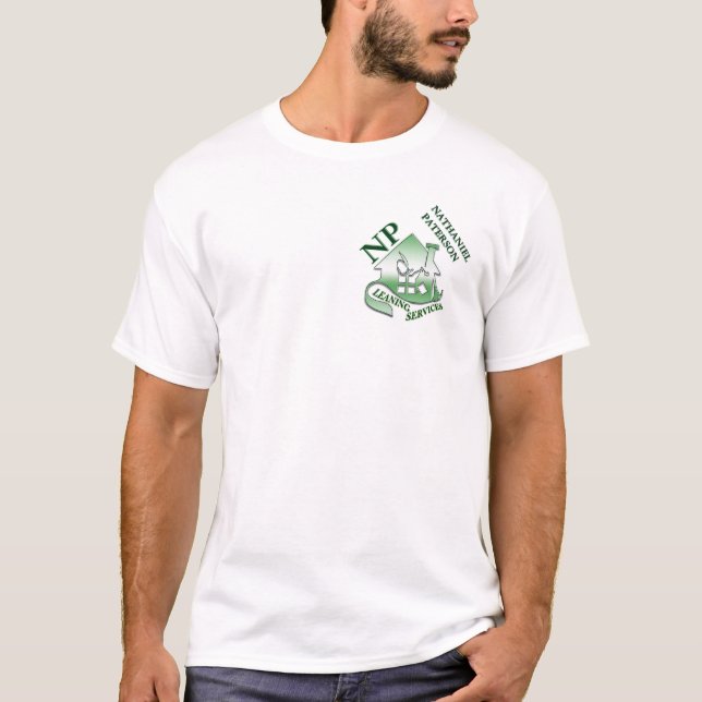 Green Monogram Cleaning Service Crew Uniform Team T-Shirt (Front)