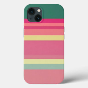 Green Monogram / Colorblock Horizontal Stripe Pink iPhone 13 Case