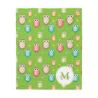 Green Monogram Cute Wise Owls Pattern