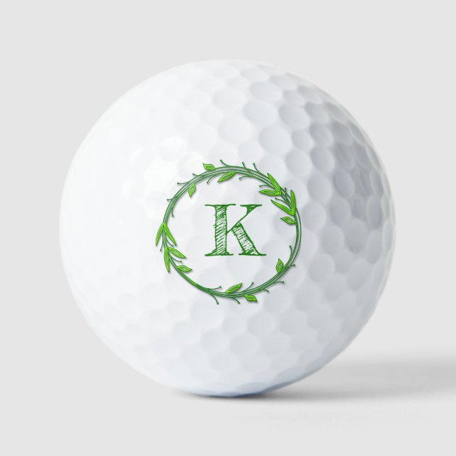 Green Monogram Golf Balls - Personalised Initials  (Front)