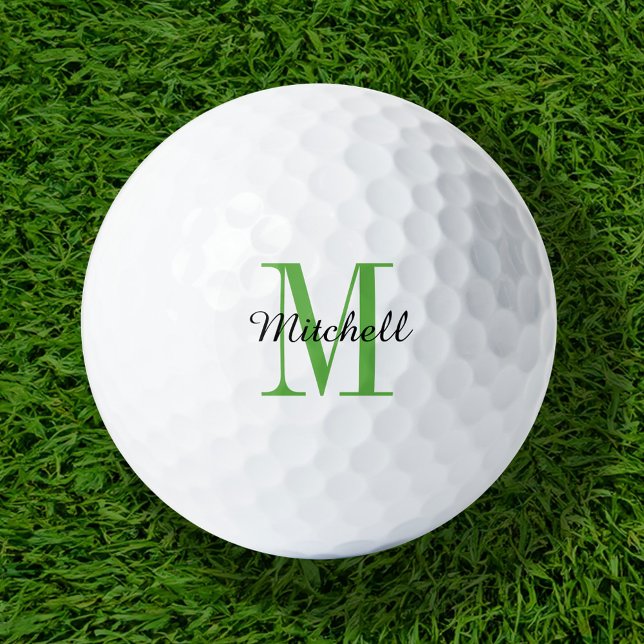 Green Monogram Initial and Name Personalised Golf Balls (Creator Uploaded)