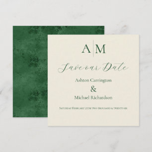 Green Monogram Modern Wedding Save The Date