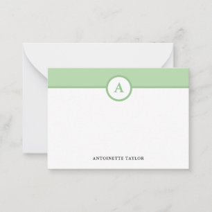 Green Monogram Personalised Note Cards