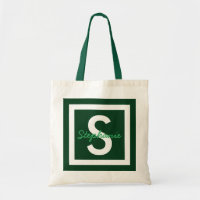Green Monogram Personalised Tote Bag