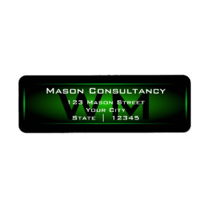 Green Monogram Return Address Label