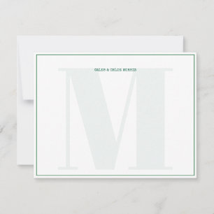 Green Monogram Typewriter Couple Wedding Custom Card