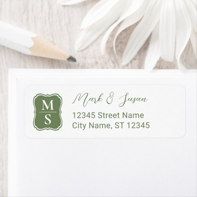 Green Monogram Wedding Address (Insitu)