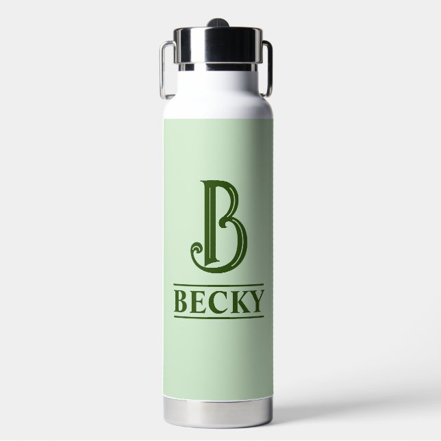 Green Monogrammed Water Bottle (Front)